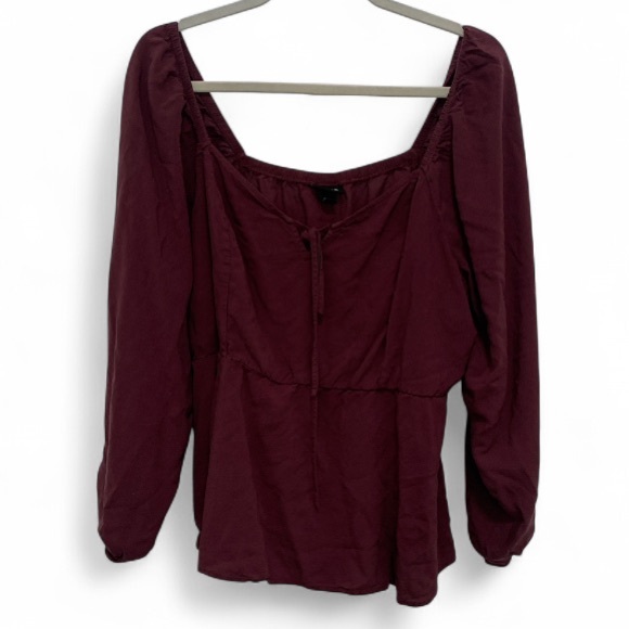 Torrid Peplum Challis Sweetheart Red Long Sleeve Blouse Size 2X - Picture 2 of 9